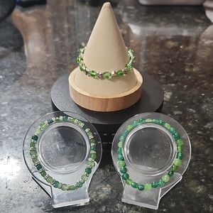 Handmade Green Beaded Bracelet Set